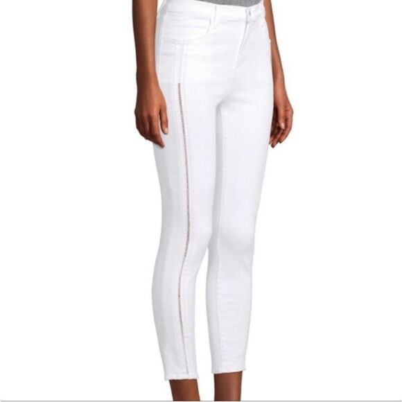 J Brand Denim - J BRAND Alana High-Rise White Ladder Lace Cropped Skinny Jeans Size 28